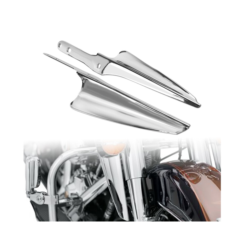 Maxpower (Chrome Deflector) Motorcycle Chrome Fork-Mount Wind Deflectors For Harley Touring Road King