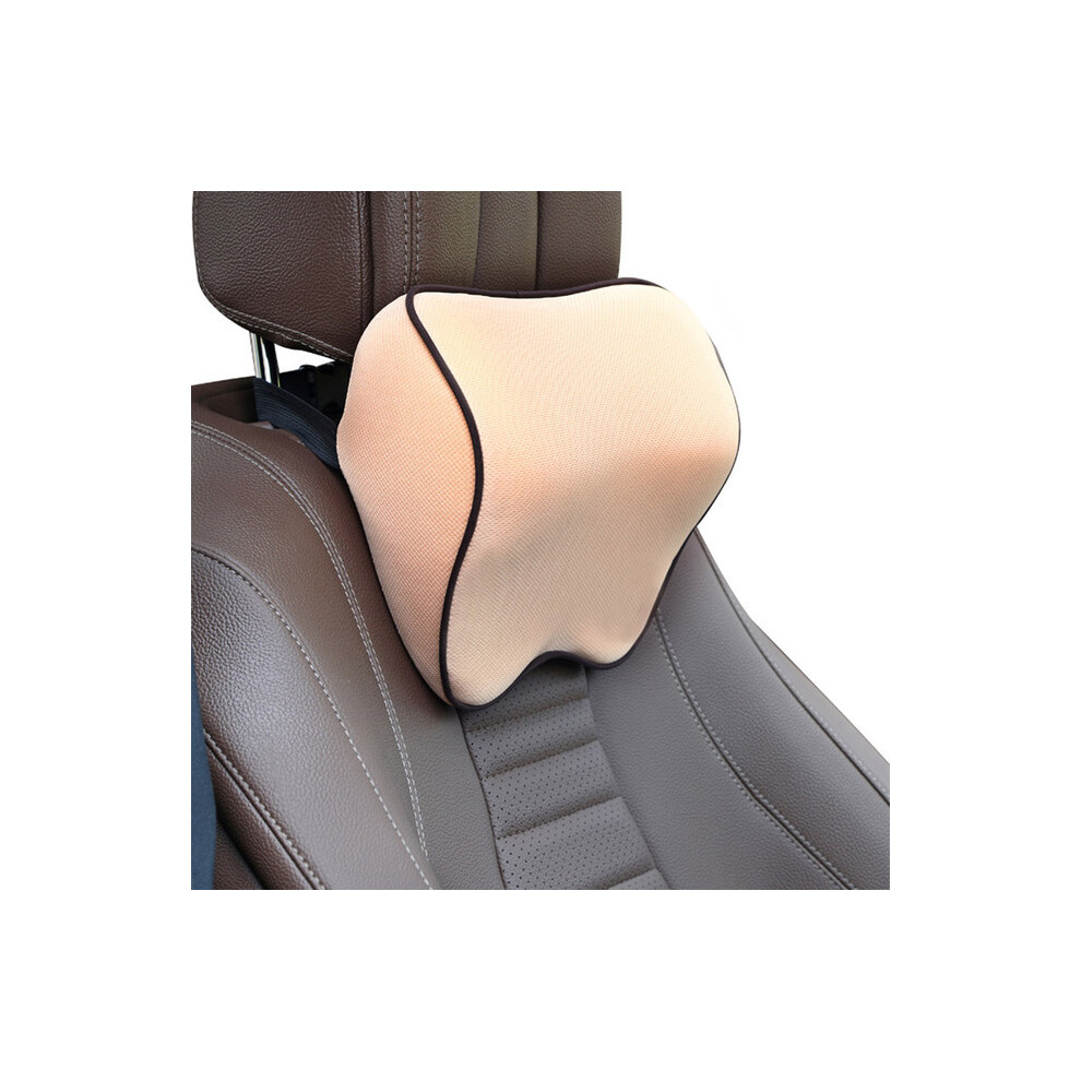 Maxpower ( Pillow) Car Headrest Pillow Neck Memory Lumbar Support Cotton Breathable Auto Beige