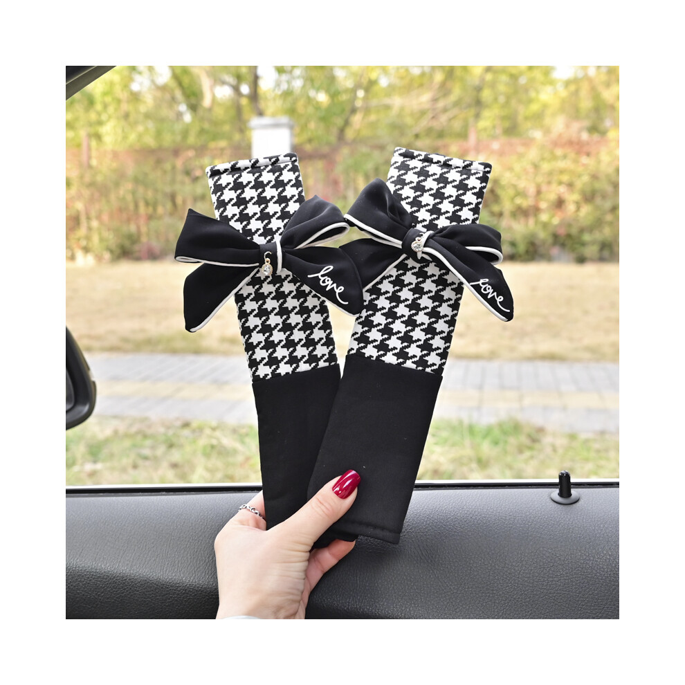Maxpower (Seatbelt Cover2) Classic Plaid Bowknot Universal Car Neck Pillow Seat Headrest Auto Waist