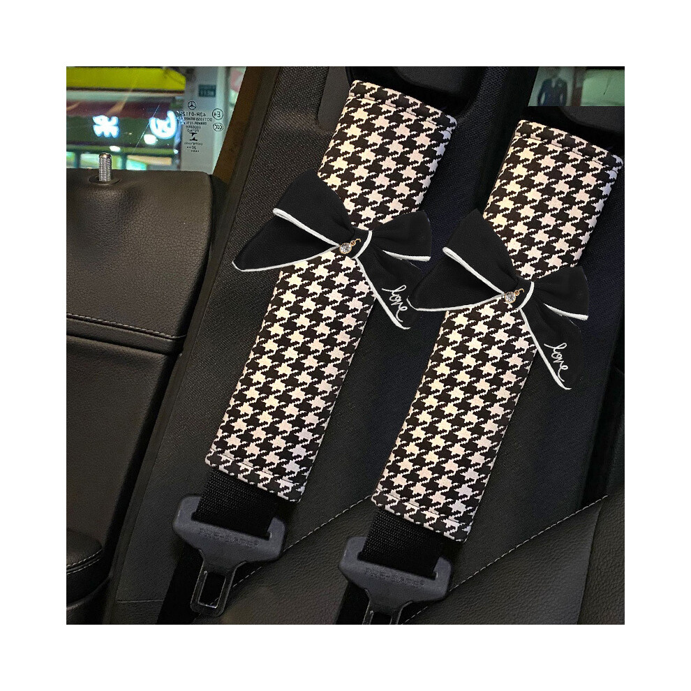 (Seatbelt Cover1) Classic Plaid Bowknot Universal Car Neck Pillow Seat Headrest Auto Waist 9329547816495