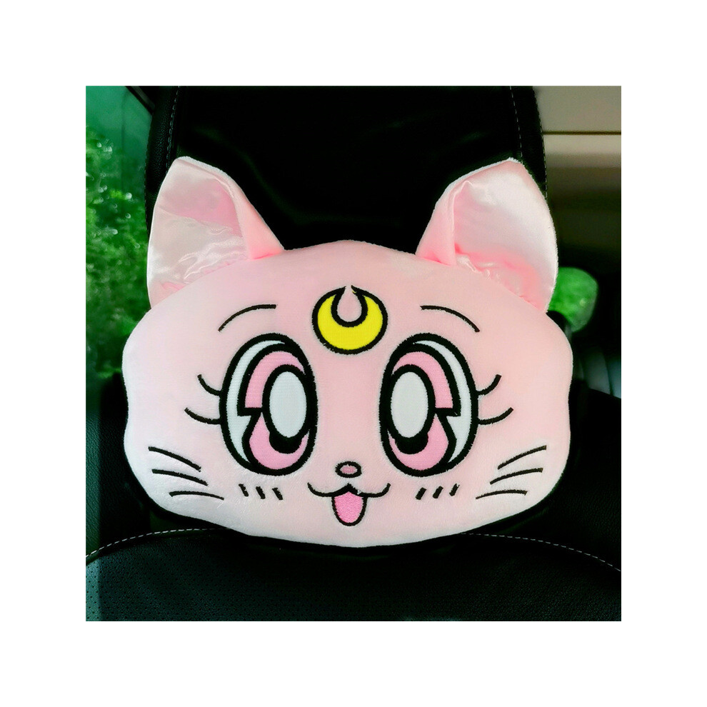 Maxpower (2) Cartoon Car Headrest Pillow Cute Car Luna Cat Head Plush Neck Pillow Car