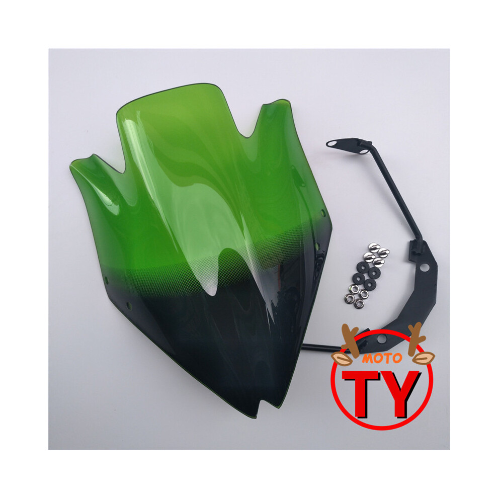 (Green) Motorbike Windshield Windscreen W/Bracket High Quality Smoke Clear For Green 8730012239625