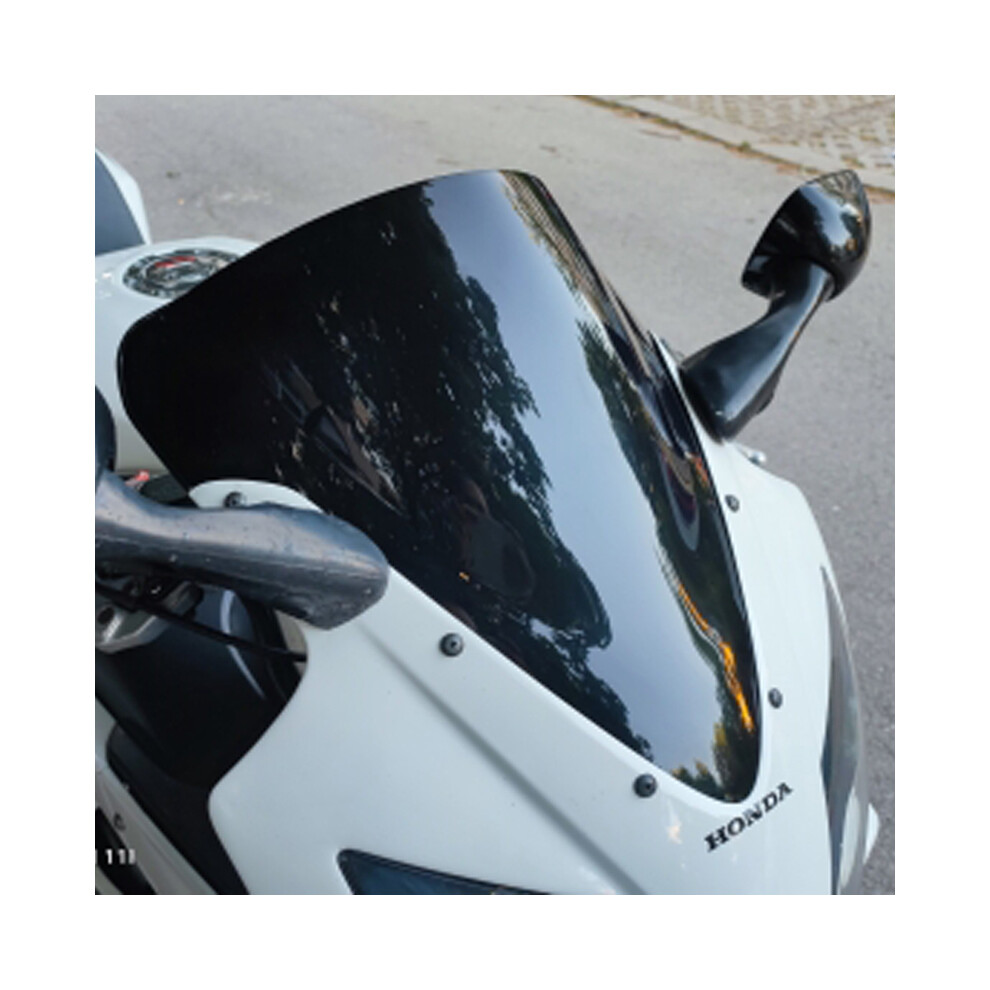 PROTEK-BATTERY Smoke Black Double Bubble Windscreen For 2001-2006 Honda CBR600 F4i - Glossy Finish