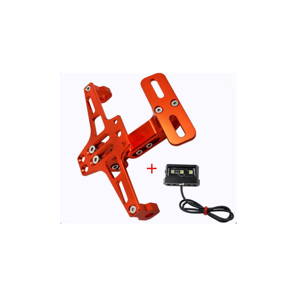 (Orange) Motorcycle Universal Adjustable Rear Tail Tidy License Plate Holder Bracket Orange 9177711773576