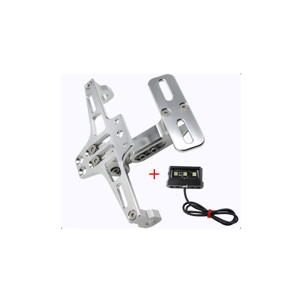 Maxpower (Silver) Motorcycle Universal Adjustable Rear Tail Tidy License Plate Holder Bracket Silver