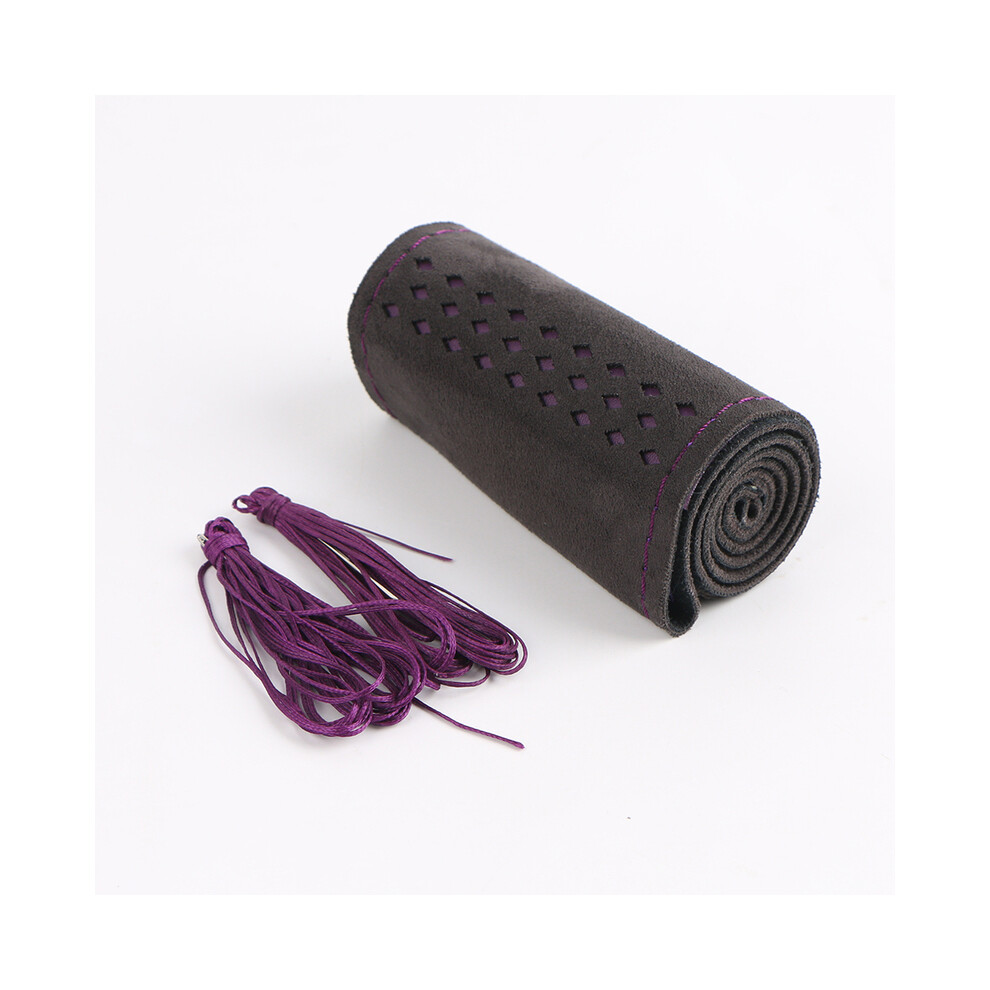 Maxpower (Purple) Suede Leather Car Steering Wheel Cover Universal 38Cm Diy Braid Cover Purple