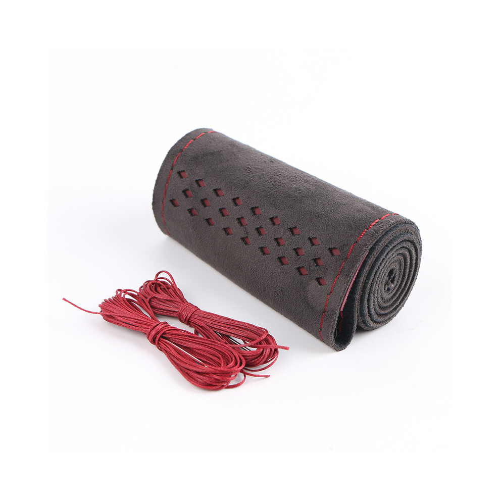Maxpower (Red) Suede Leather Car Steering Wheel Cover Universal 38Cm Diy Braid Cover Red