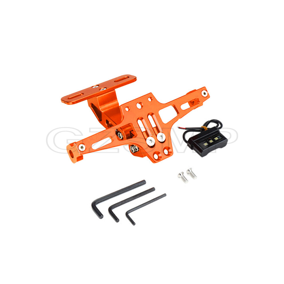Maxpower (Orange) Universal Motorcycle License Plate Holder Frame With Led For Kawasaki Orange