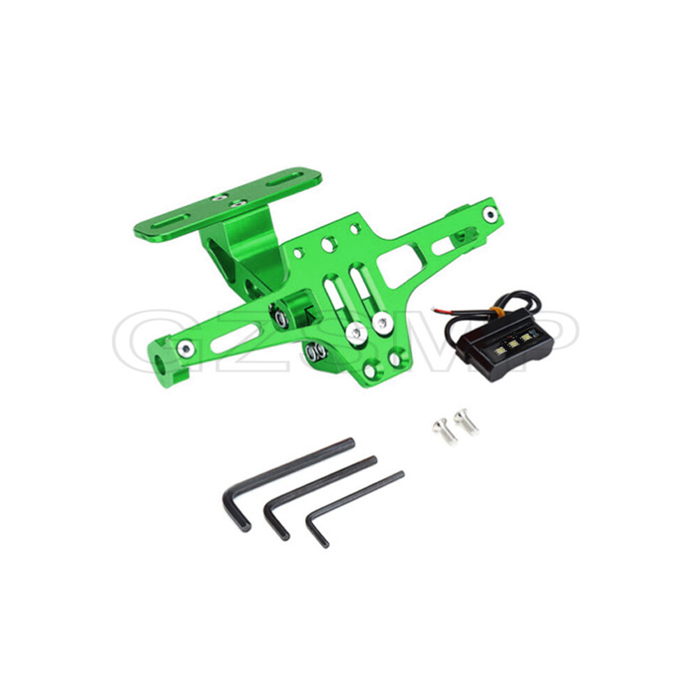 Maxpower (Green) Universal Motorcycle License Plate Holder Frame With Led For Kawasaki