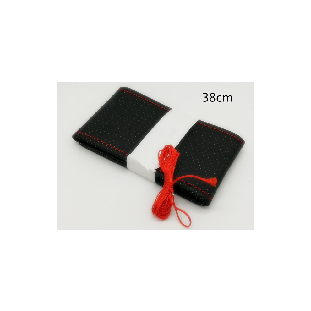 Maxpower ( -38Cm) Car Steering Wheel Cover With Needle And Threaded Faux Leather Case For Black/Red