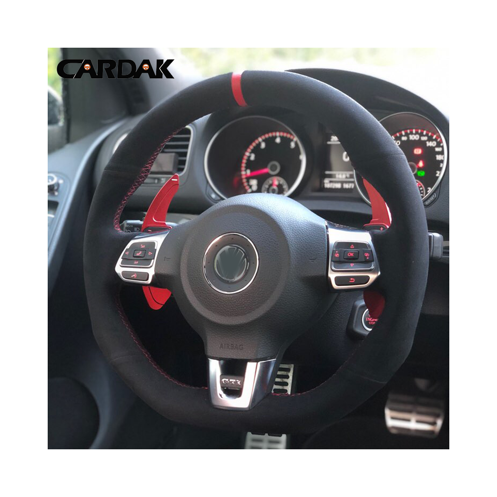 Maxpower (Style F) Custom Suede Car Steering Wheel Covers For Volkswagen Golf 6 Gti Black