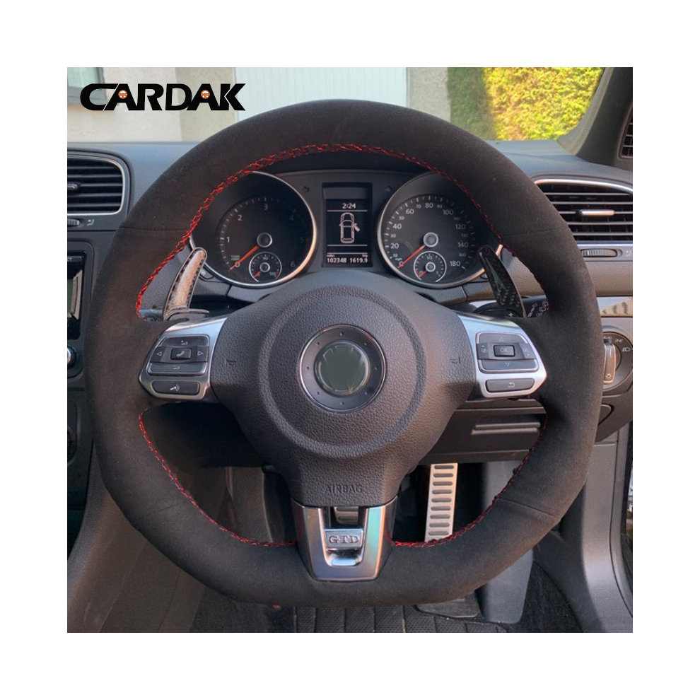 Maxpower (Style D) Custom Suede Car Steering Wheel Covers For Volkswagen Golf 6 Gti Black