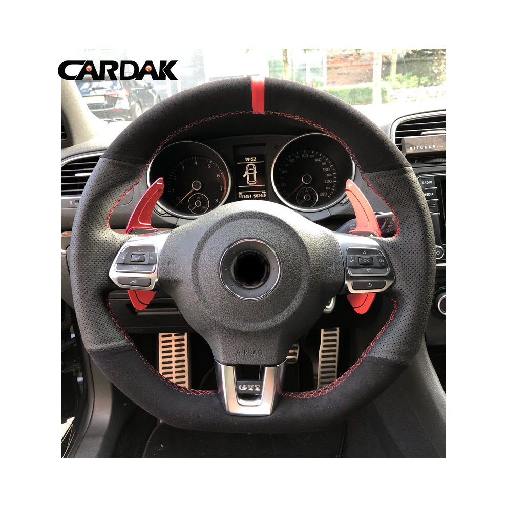 Maxpower (Style E) Custom Suede Car Steering Wheel Covers For Volkswagen Golf 6 Gti Black