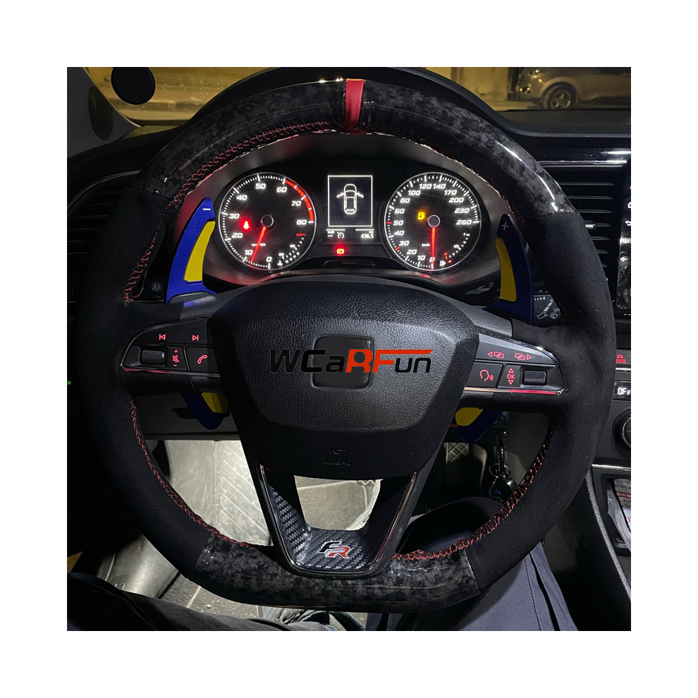 (Style 02) Custom Leather Suede Car Steering Wheel Cover For Seat Leon Cupra R Leon 8293669669936