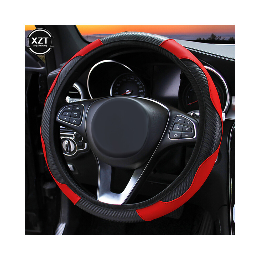 Maxpower (Red) Car Steering Wheel Anti-Skid Pu Leather Suitable For 37-38Cm Steering Red