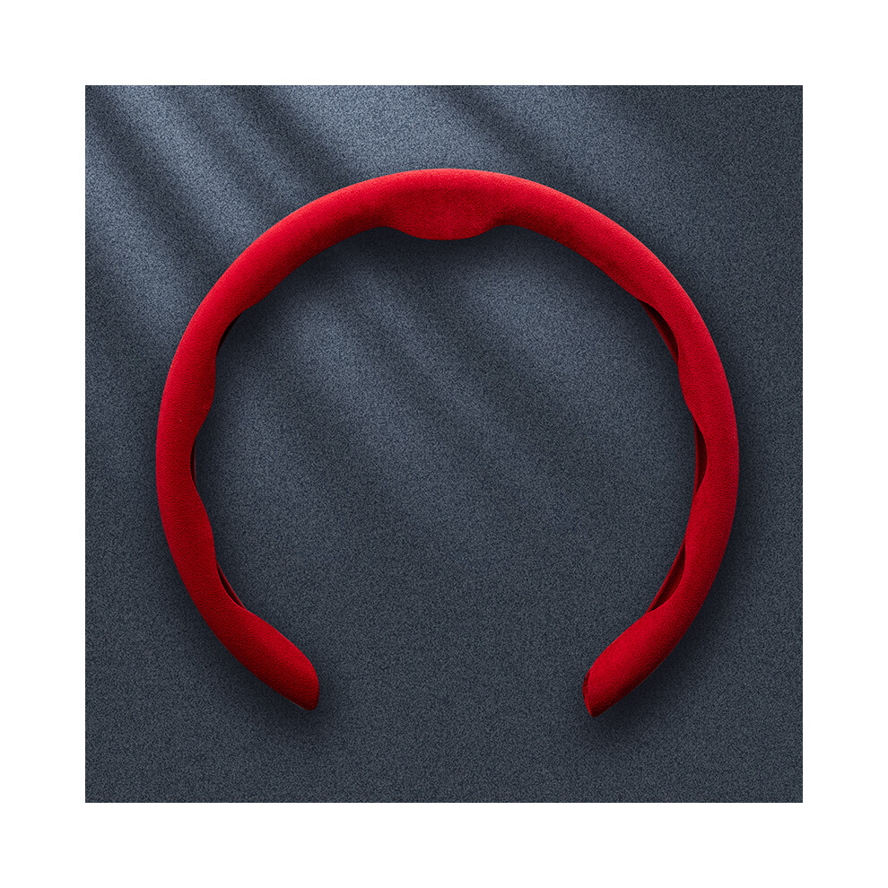 Maxpower (Red) New 1 Car Steering Wheel Cover Fur Material Wheel Booster Cover Anti-Skid