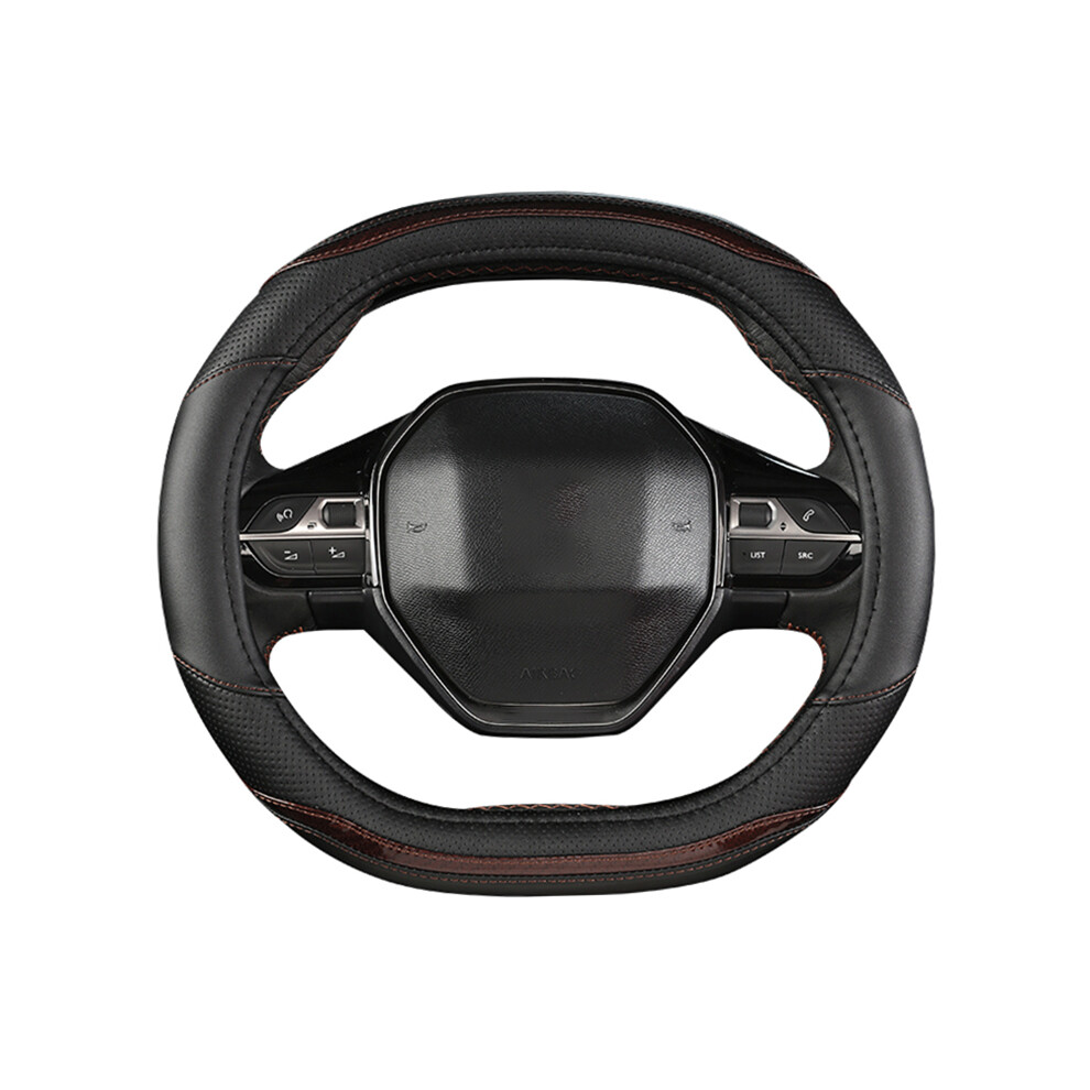 Maxpower (Coffee) Car Steering Wheel Cover For Peugeot 3008 4008 5008 Carbon Fiber Two-Color