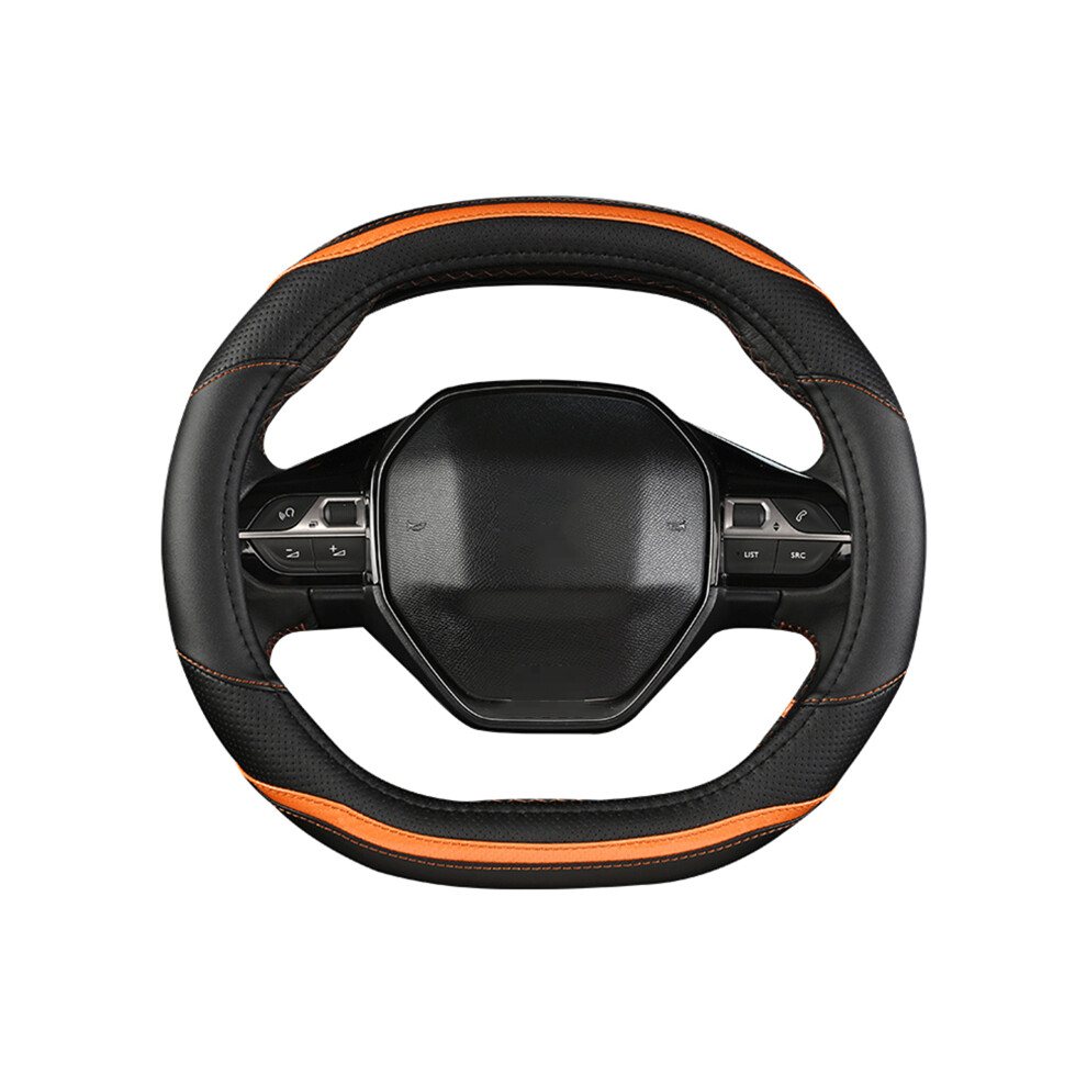 (Orange) Car Steering Wheel Cover For Peugeot 3008 4008 5008 Carbon Fiber Two-Color Orange 8293669658787