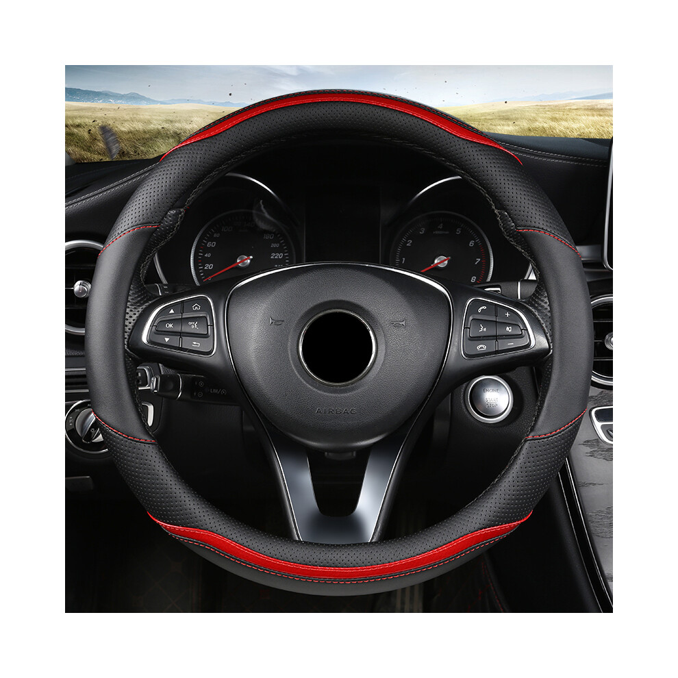 (O shape Red) Car Steering Wheel Cover PU Leather for VW Golf Polo Passat Bora Touran-image-OPC-PDZNHS8-NEW