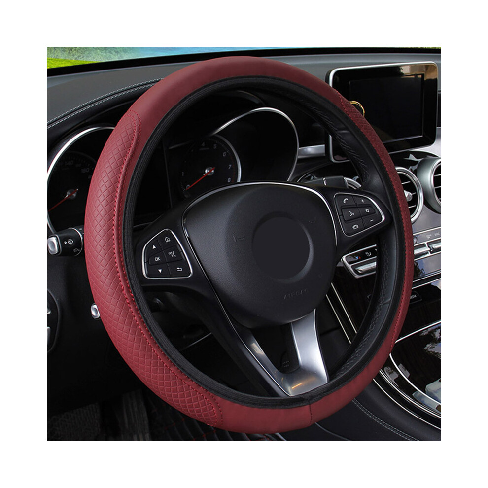 Maxpower (Red) Universal Car Steering Wheel Cover Auto Interior Decorative Pu Microfiber