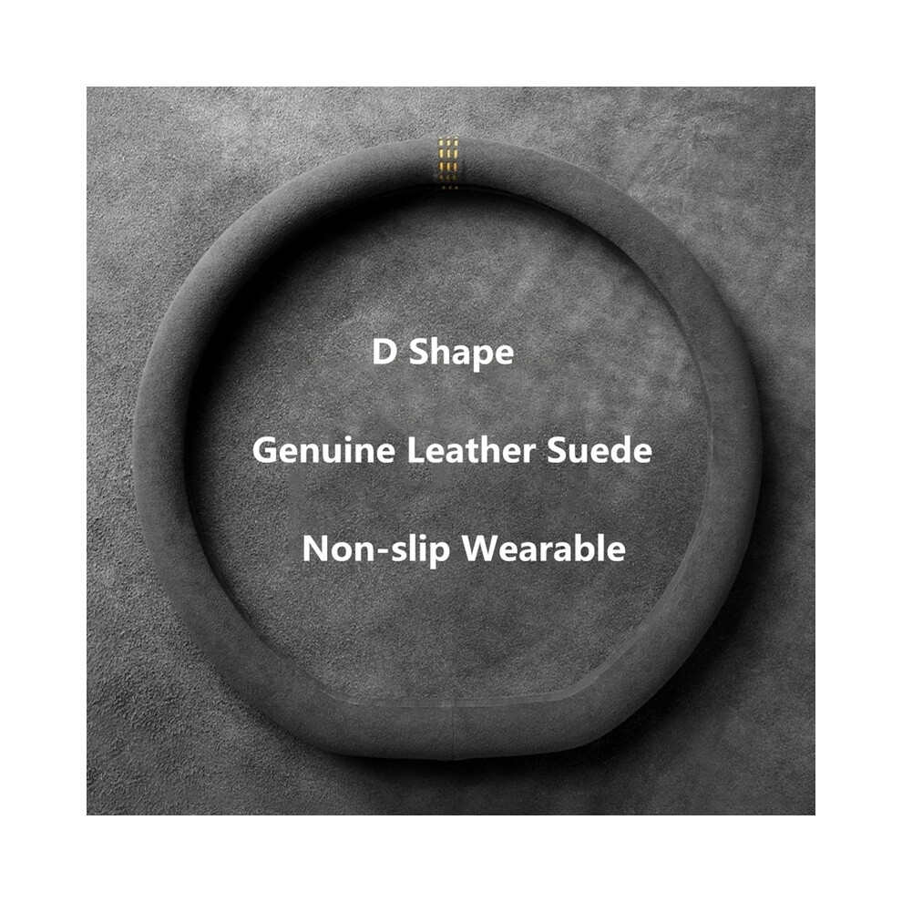 Maxpower (D Shape Yellow) Car Steering Wheel Cover Black Cowhide Suede For Mercedes Benz Amg W204