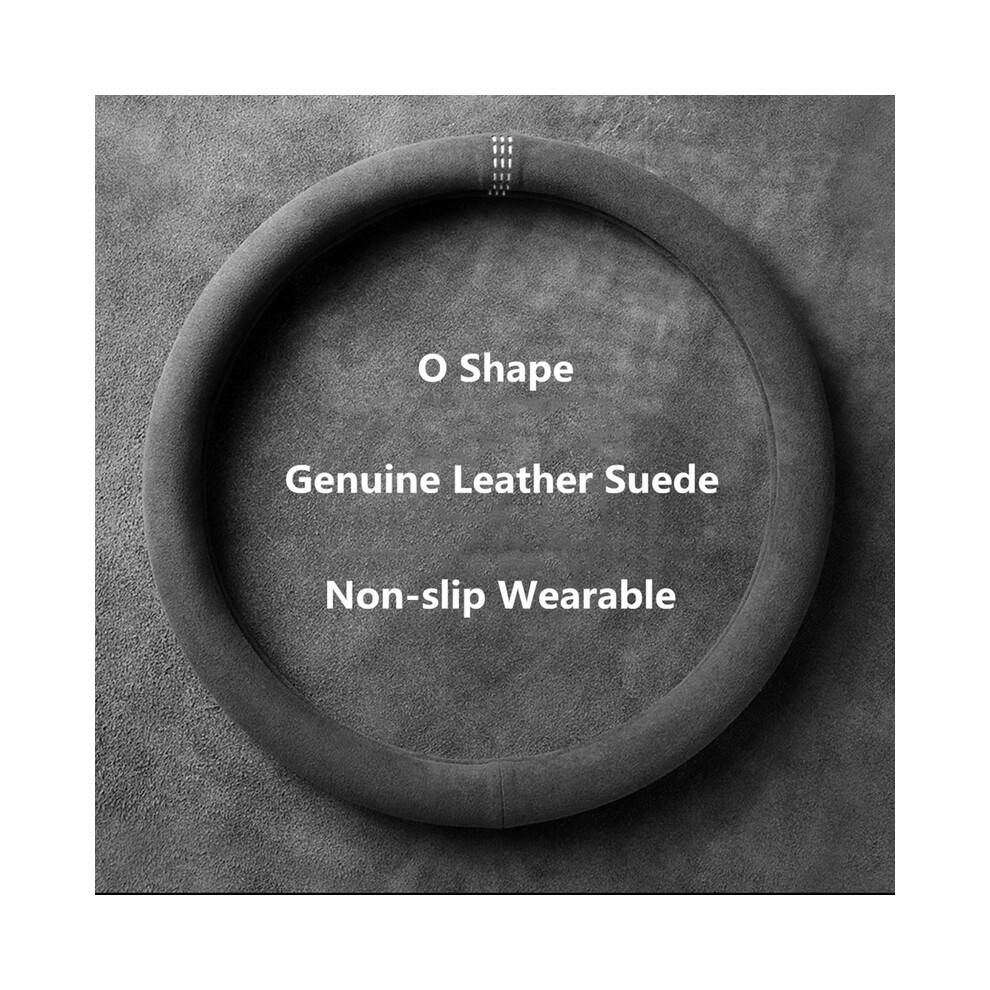 Maxpower (O Shape White) Car Steering Wheel Cover Black Cowhide Suede For Mercedes Benz Amg W204