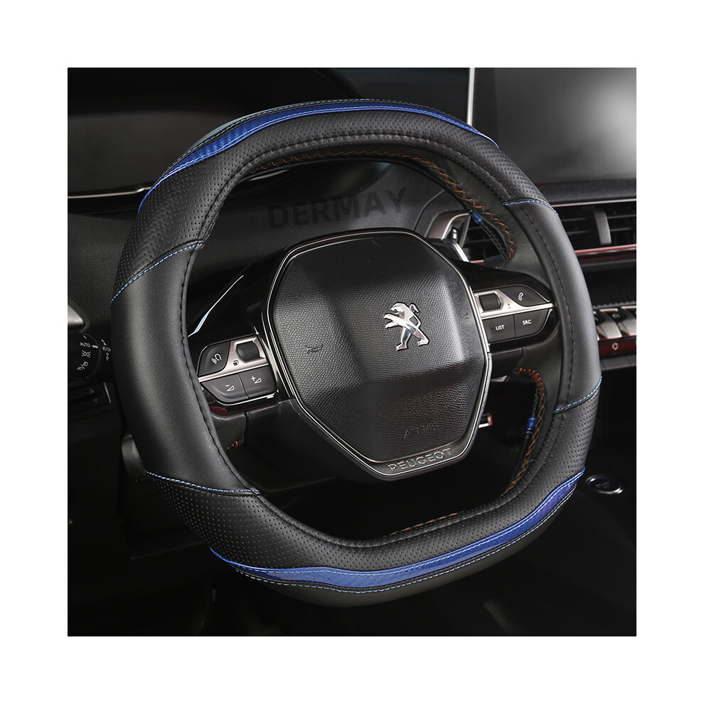 Maxpower (Blue) For Peugeot 3008 4008 5008 Car Steering Wheel Cover Carbon Fibre + Pu
