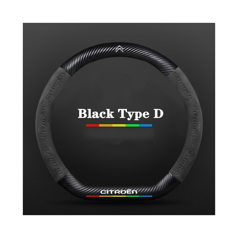 (Black Type D) Car Suede carbon fiber Non-slip steering wheel cover For Citroen C1 C2-image-OPC-PDZNJB2-NEW