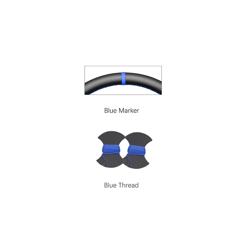 Maxpower (Blue Marker) Black Carbon Fiber Suede Marker Soft Hand-Stitched Car Steering Wheel
