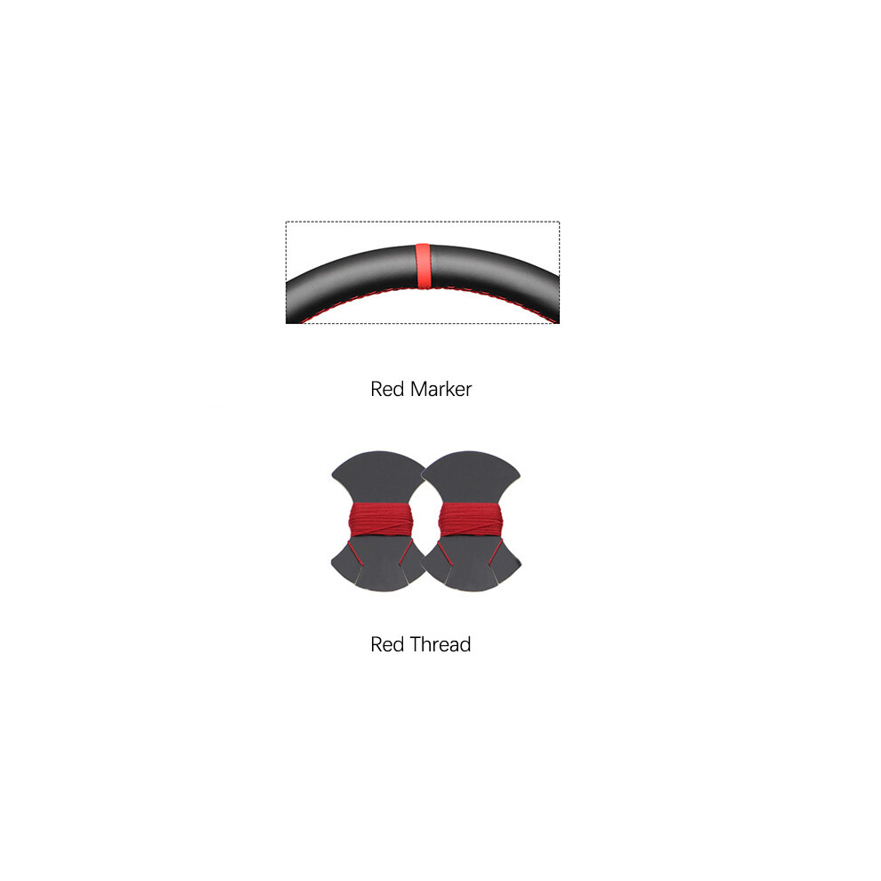 Maxpower (Red Marker) Black Carbon Fiber Suede Marker Soft Hand-Stitched Car Steering Wheel