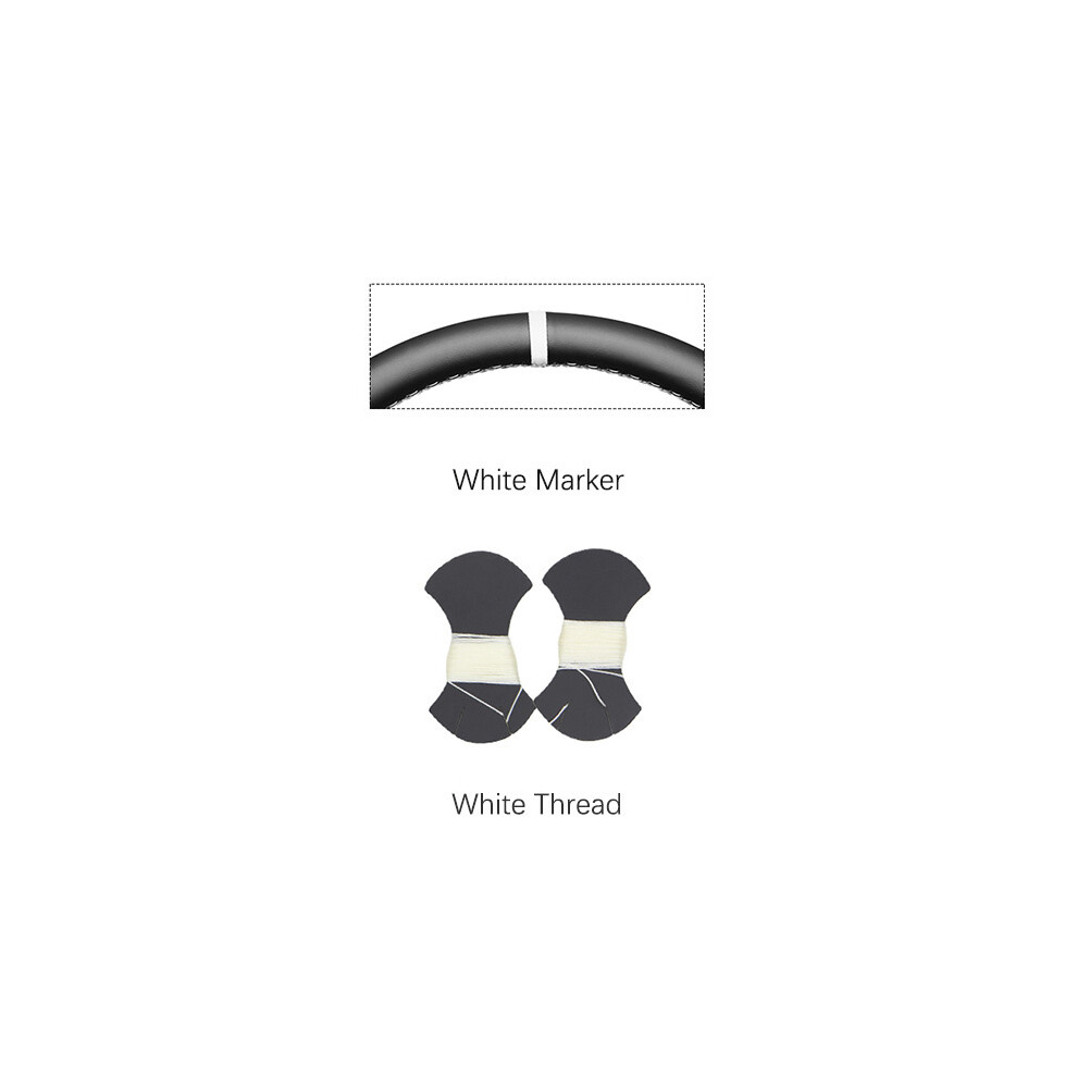 Maxpower (White Marker) Black Carbon Fiber Suede Marker Soft Hand-Stitched Car Steering Wheel