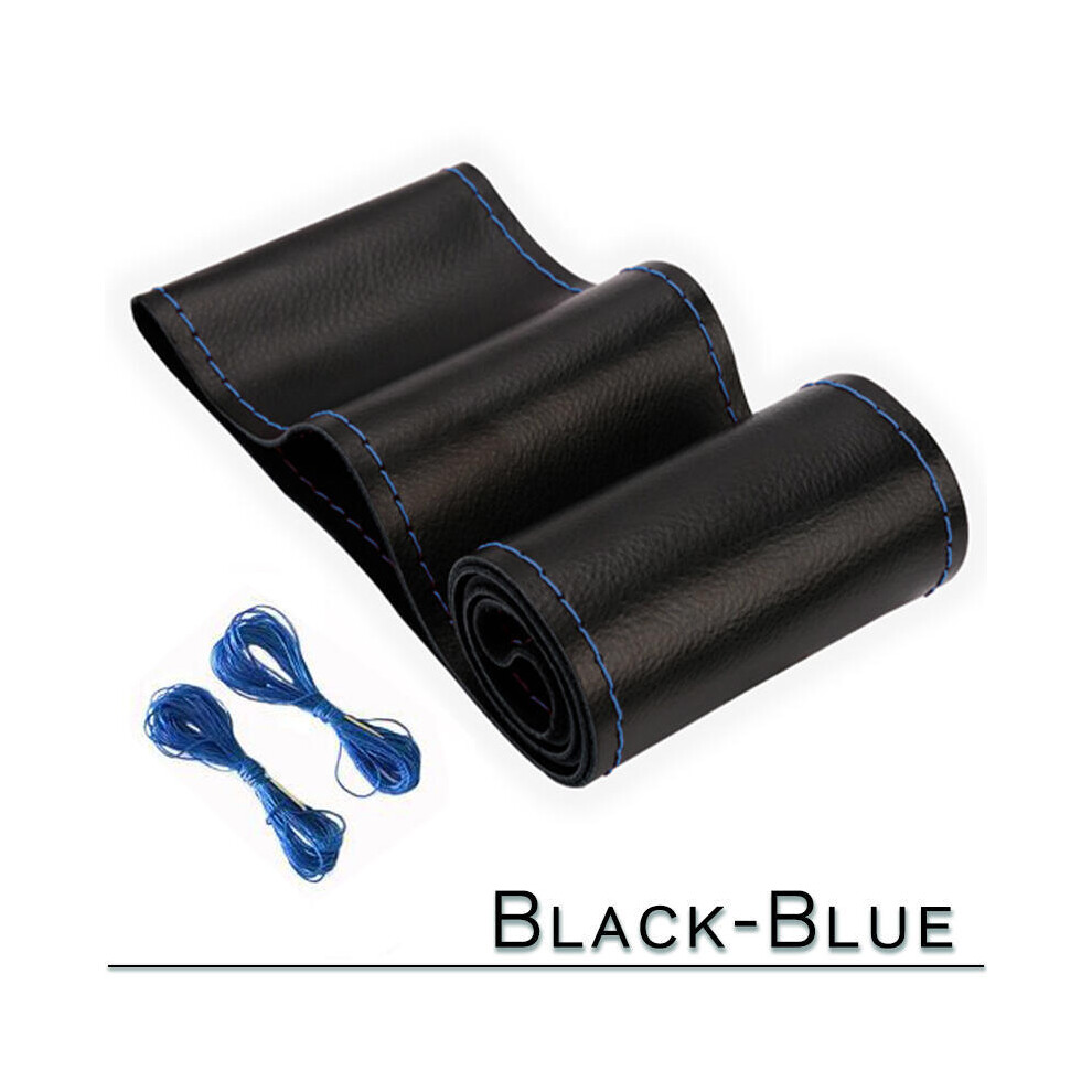 Maxpower (A-Blue) 38Cm 15Inch Car Steering Wheel Braid Cover Artificial Leather Needles Black/Blue