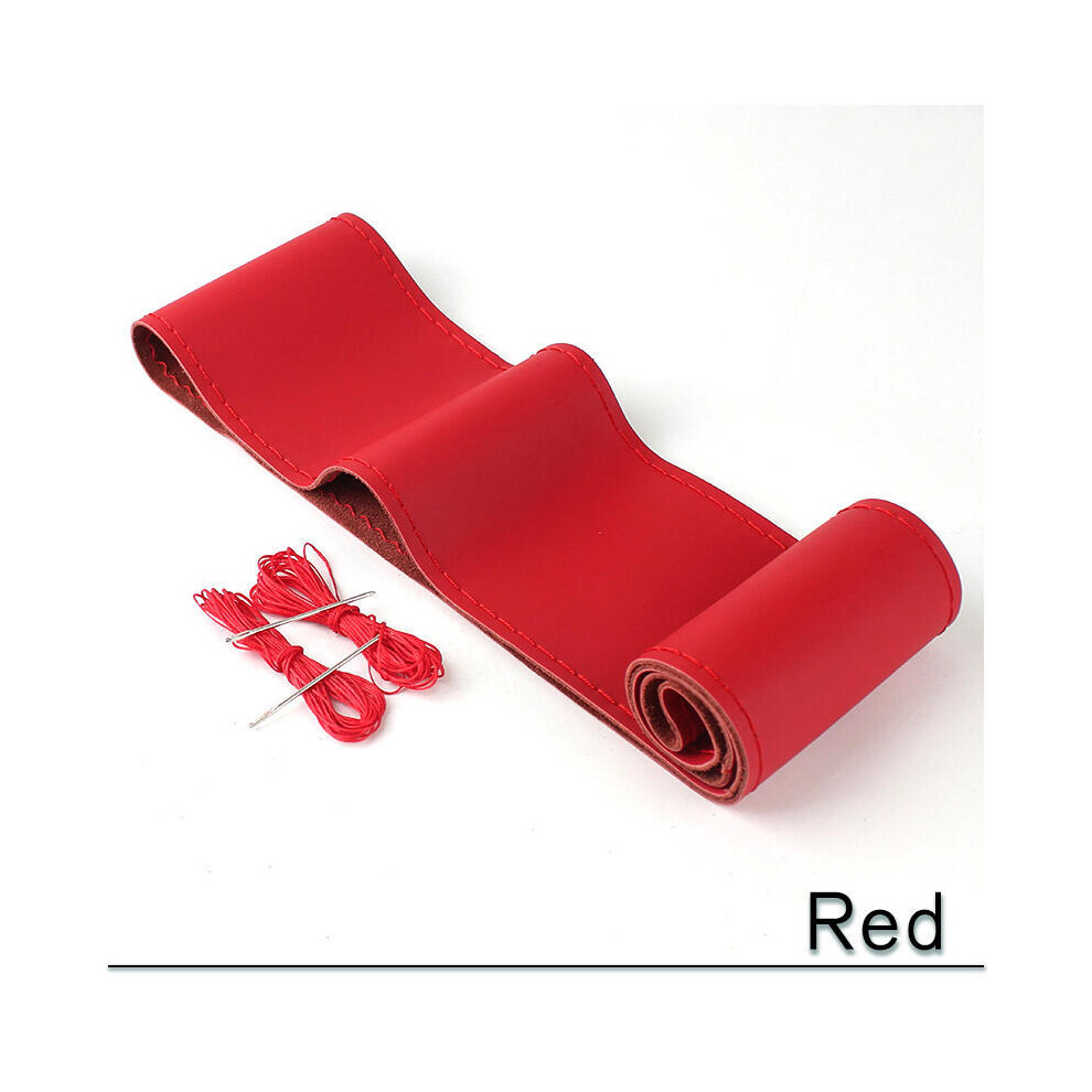 Maxpower (A-) 38Cm 15Inch Car Steering Wheel Braid Cover Artificial Leather Needles Red