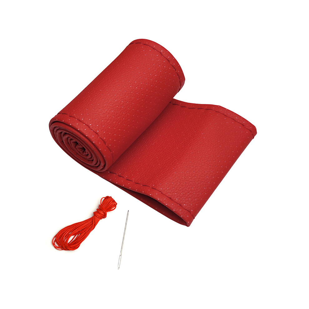 (Red) DIY Car Steering Wheel Cover For 38cm 15inch Universal Auto Interior Accessories-image-OPC-PDZNJXH-NEW