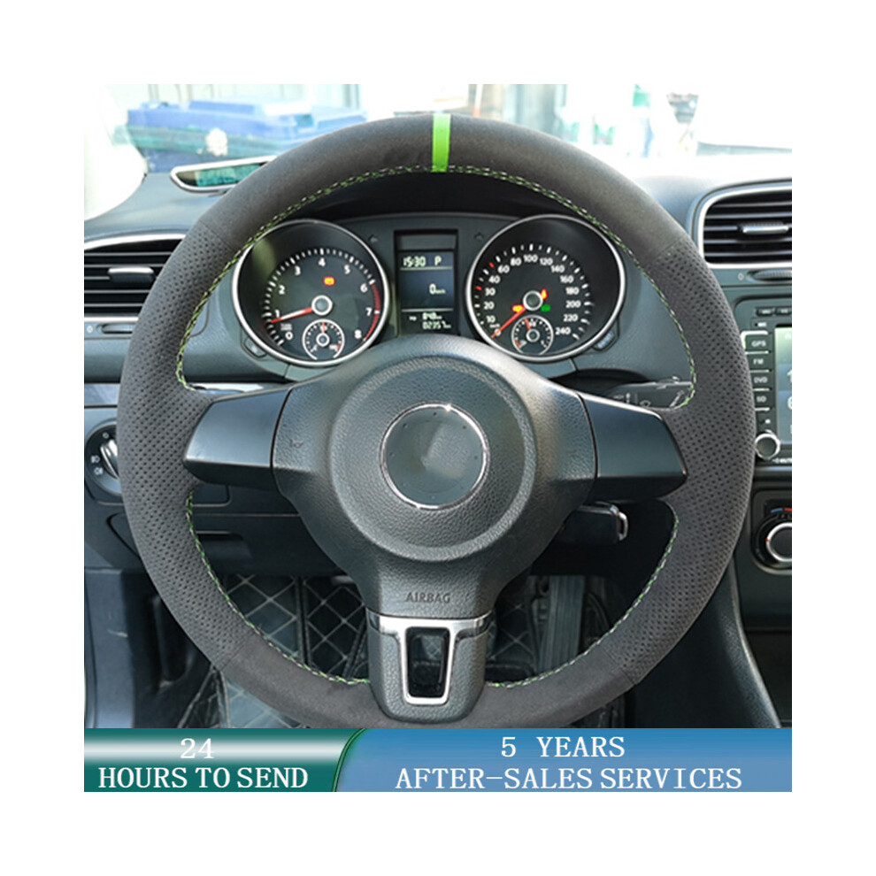 (Dark Blue Thread) Customized Car Steering Wheel Cover Suede Leather Braid Car Accessories-image-OPC-PDZNJXW-NEW