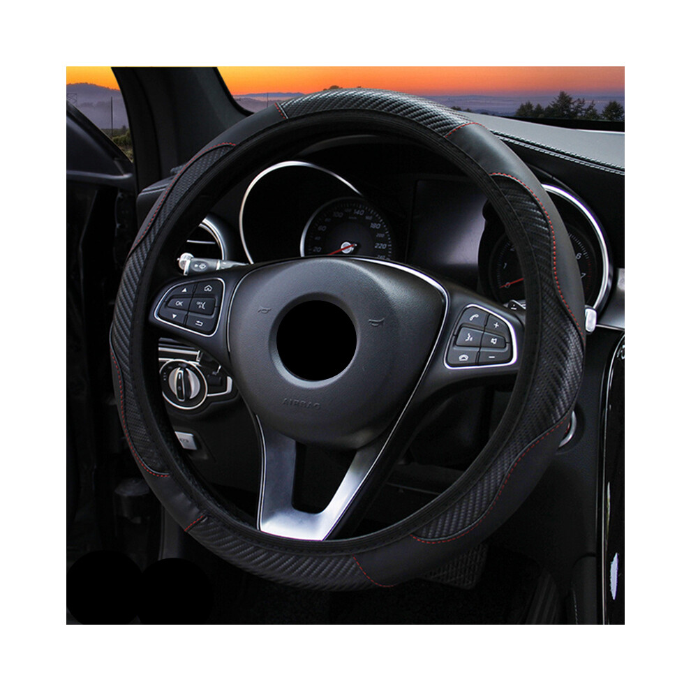 Maxpower (Black) Car Steering Wheel Cover Breathable Anti Slip Pu Leather Steering Covers