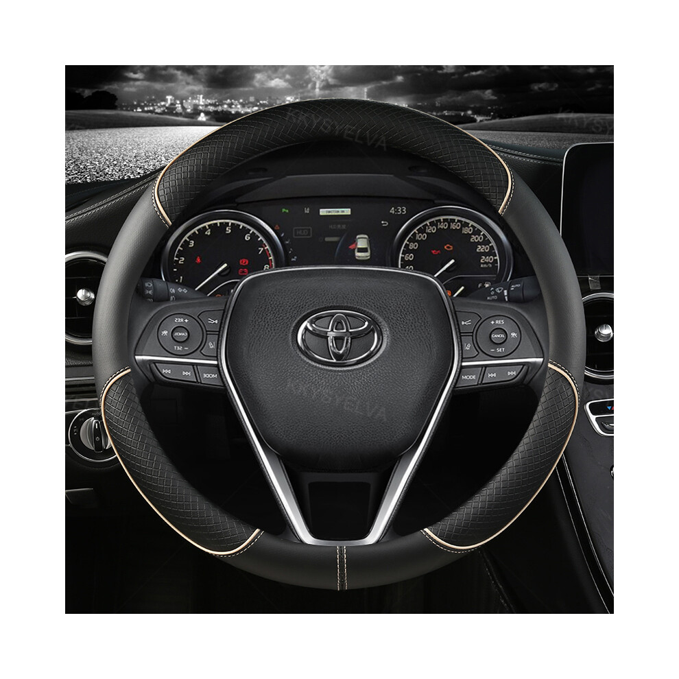 Maxpower (Beige) Car Steering Wheel Cover Leather 38Cm For Toyota Corolla Fortuner Sequoia Beige