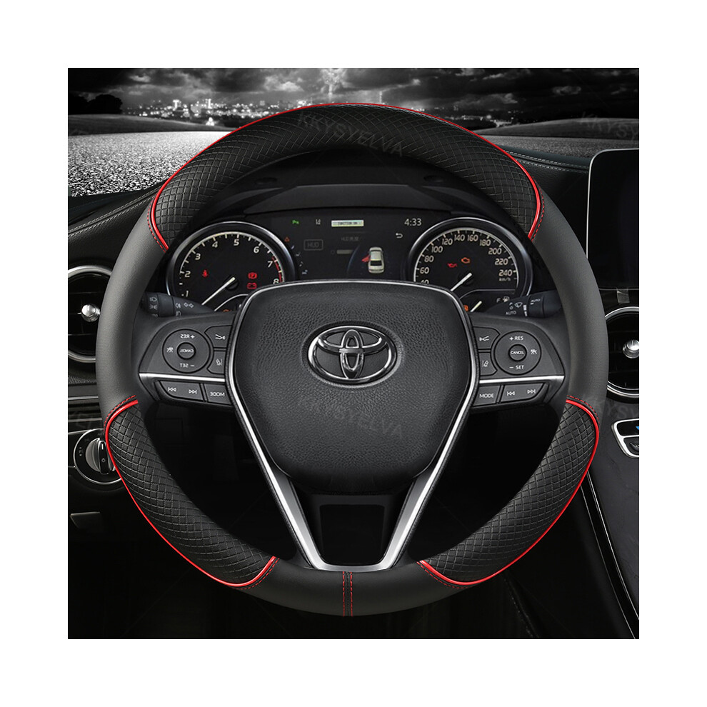 Maxpower (Red) Car Steering Wheel Cover Leather 38Cm For Toyota Corolla Fortuner Sequoia Red