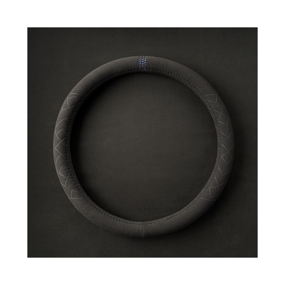 Maxpower (O Blue Point) Black Car Steering Wheel Cover Universal Cowhide Suede Steering Wheel