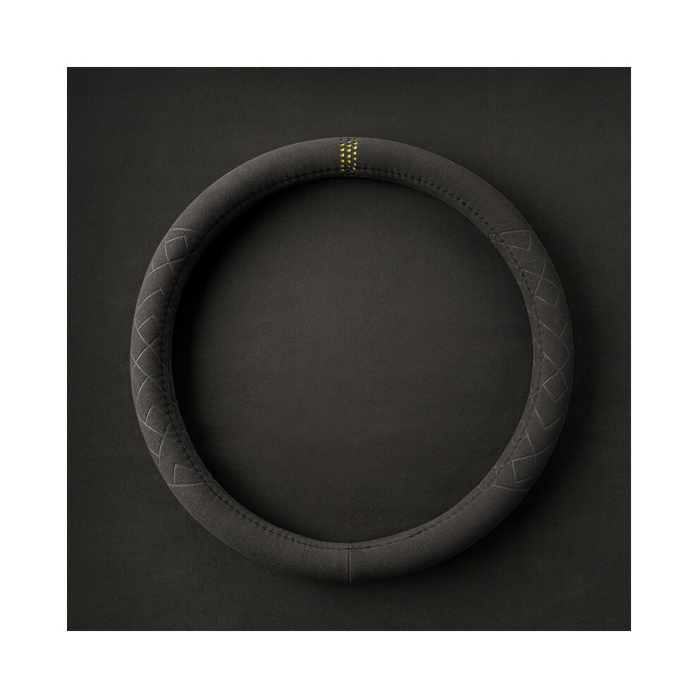 Maxpower (O Yellow Point) Black Car Steering Wheel Cover Universal Cowhide Suede Steering Wheel