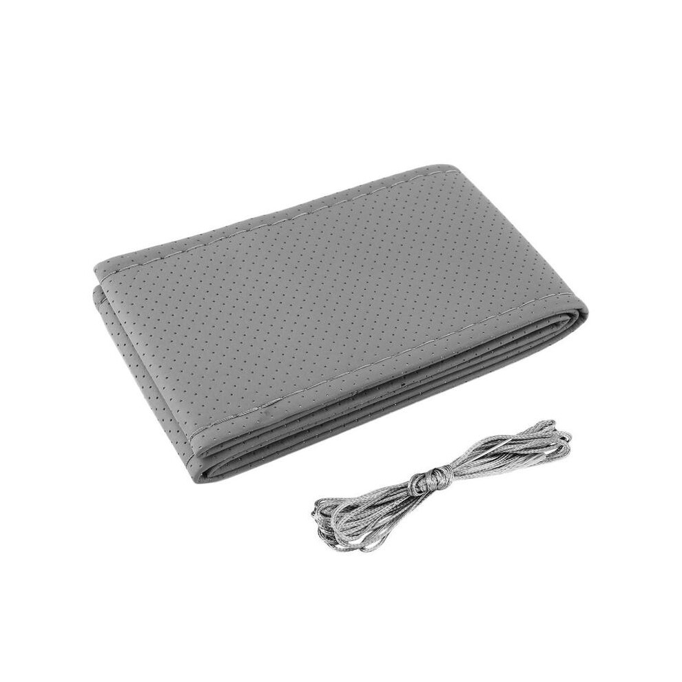 ( Thread) Car Steering Wheel Braid Cover Needles And Thread Artificial Leather Car Gray 8293669615520