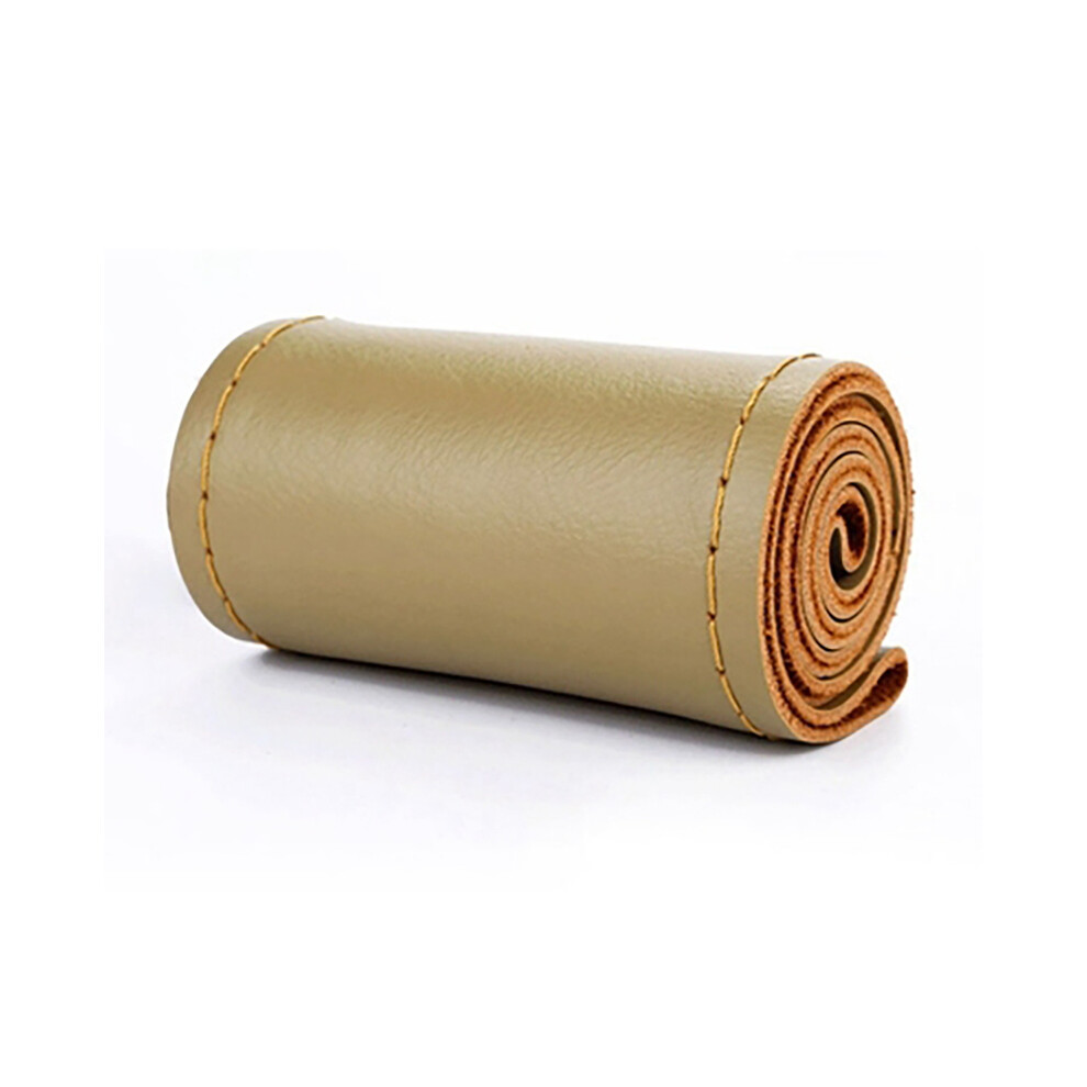 Maxpower (Beige Thread) Artificial Leather Car Steering Wheel Cover With Needles And Thread Diameter