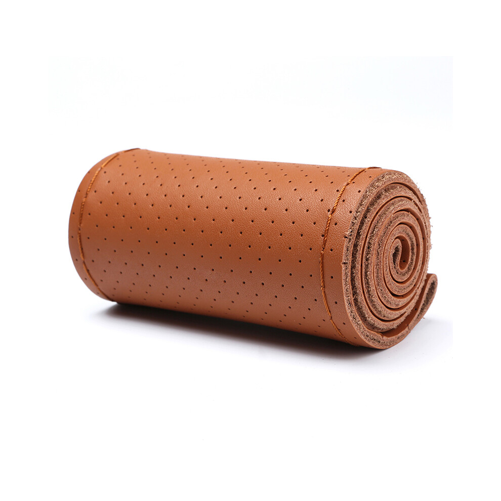 Maxpower (Hole Brown Thread) Artificial Leather Car Steering Wheel Cover With Needles And Thread Diameter