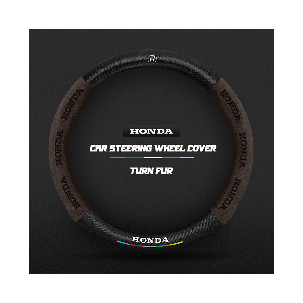 Maxpower (O Brown) Carbon Fiber Auto Steering Wheel Cover Alcantara For Honda Crv Civic Accord