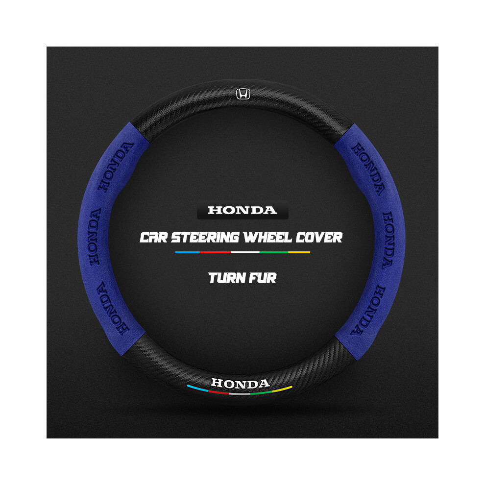 Maxpower (O ) Carbon Fiber Auto Steering Wheel Cover Alcantara For Honda Crv Civic Accord Blue