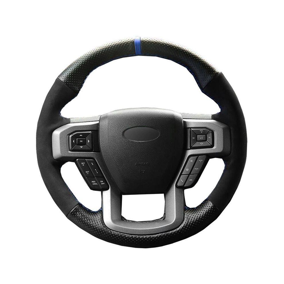 Maxpower (Style 3) Car Steering Wheel Cover Genuine Leather Suede For Ford F-150 F150 Black