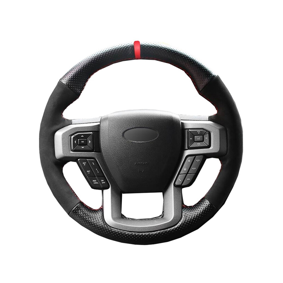 Maxpower (Style 1) Car Steering Wheel Cover Genuine Leather Suede For Ford F-150 F150 Black