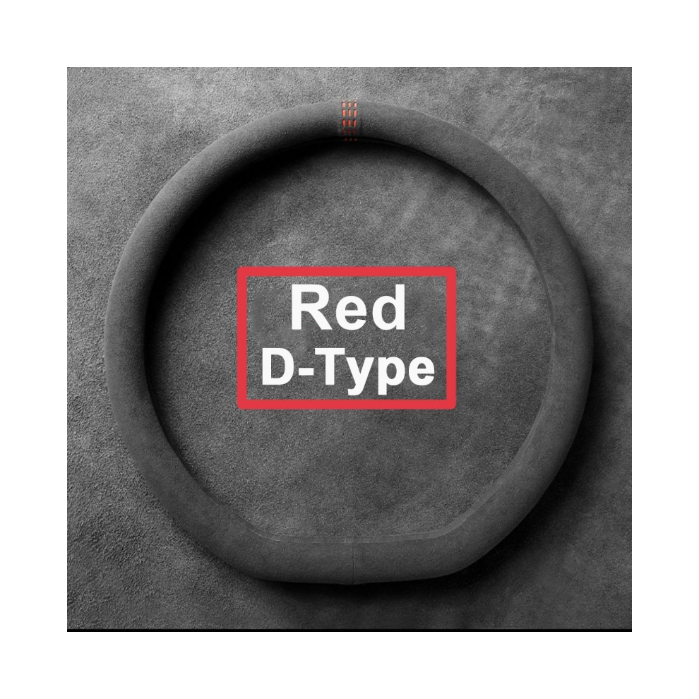 Maxpower (Red-D-Type) Suede Cover For All Seasons Steering Wheel Cover Ultra-Thin Non-Slip D-Shaped