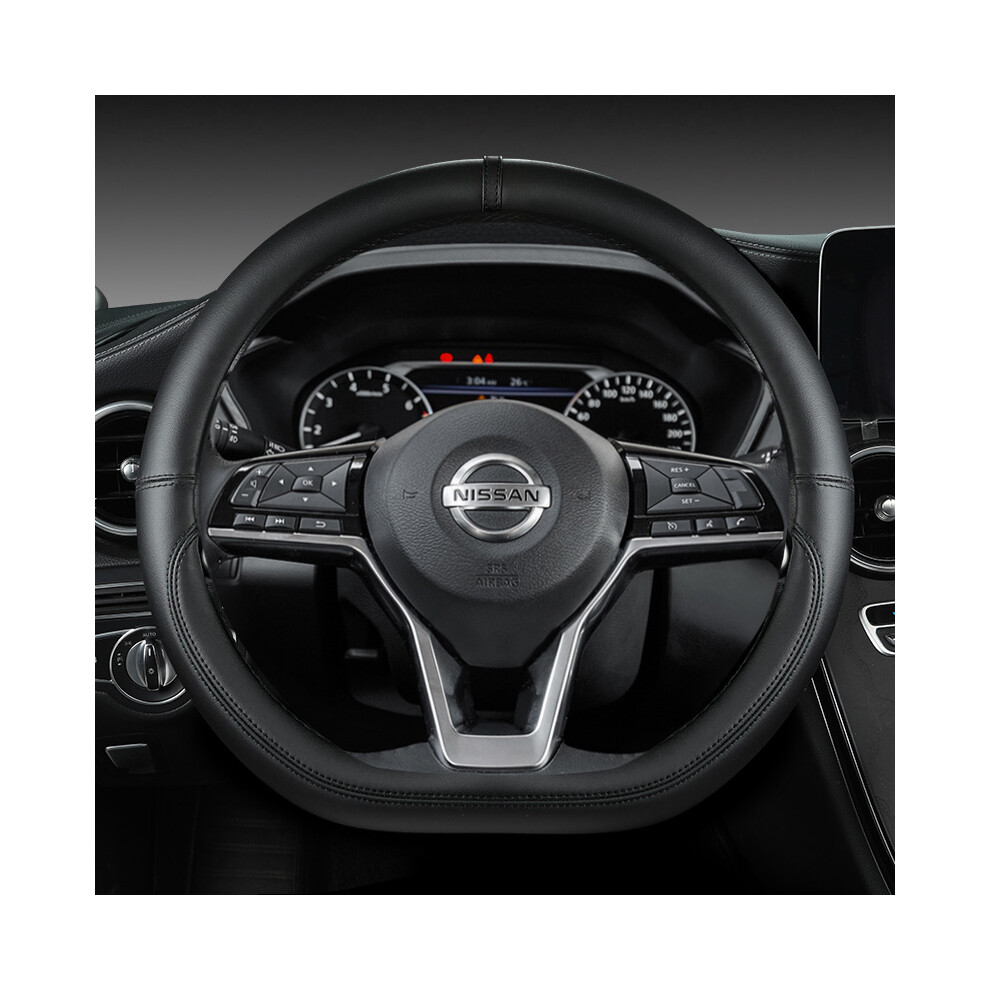 (BLACK) Car Steering Wheel Cover For Nissan X-Trail Qashqai March Serena Micra