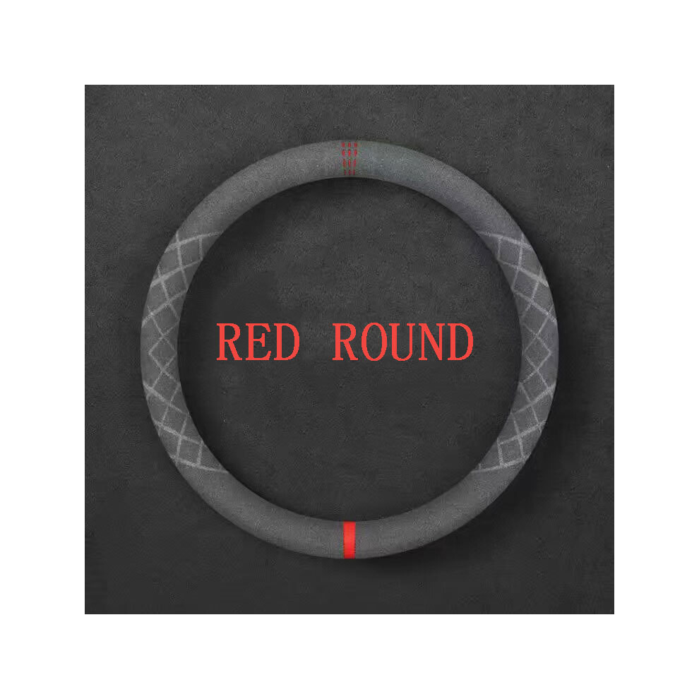 Maxpower ( Round) Suede Leather Steering Wheel Cover Four Seasons General Motors Leather Red